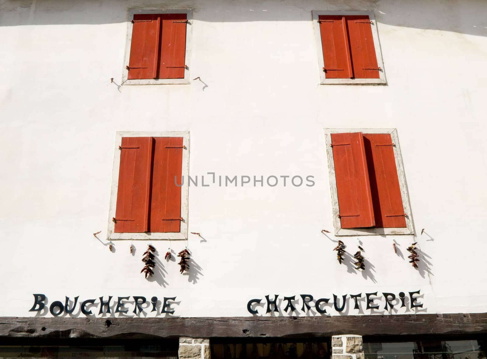 Picturesque butcher shop  in the Basque village of Espelette