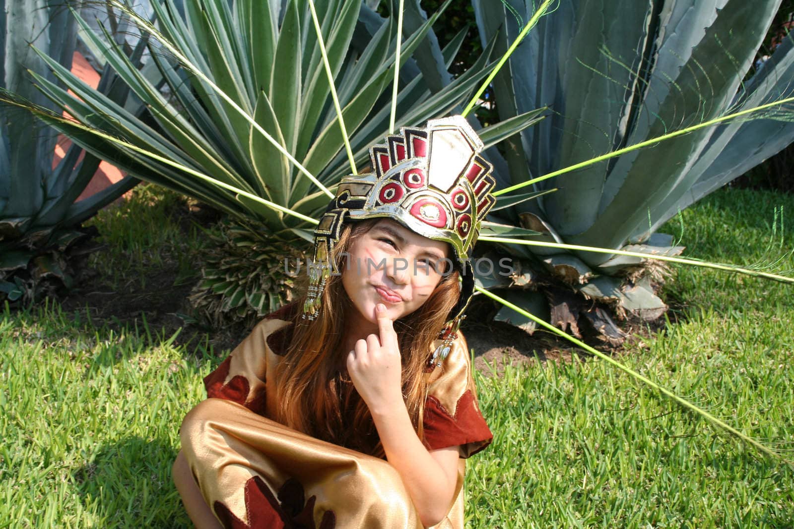 Young girl in native costume dress