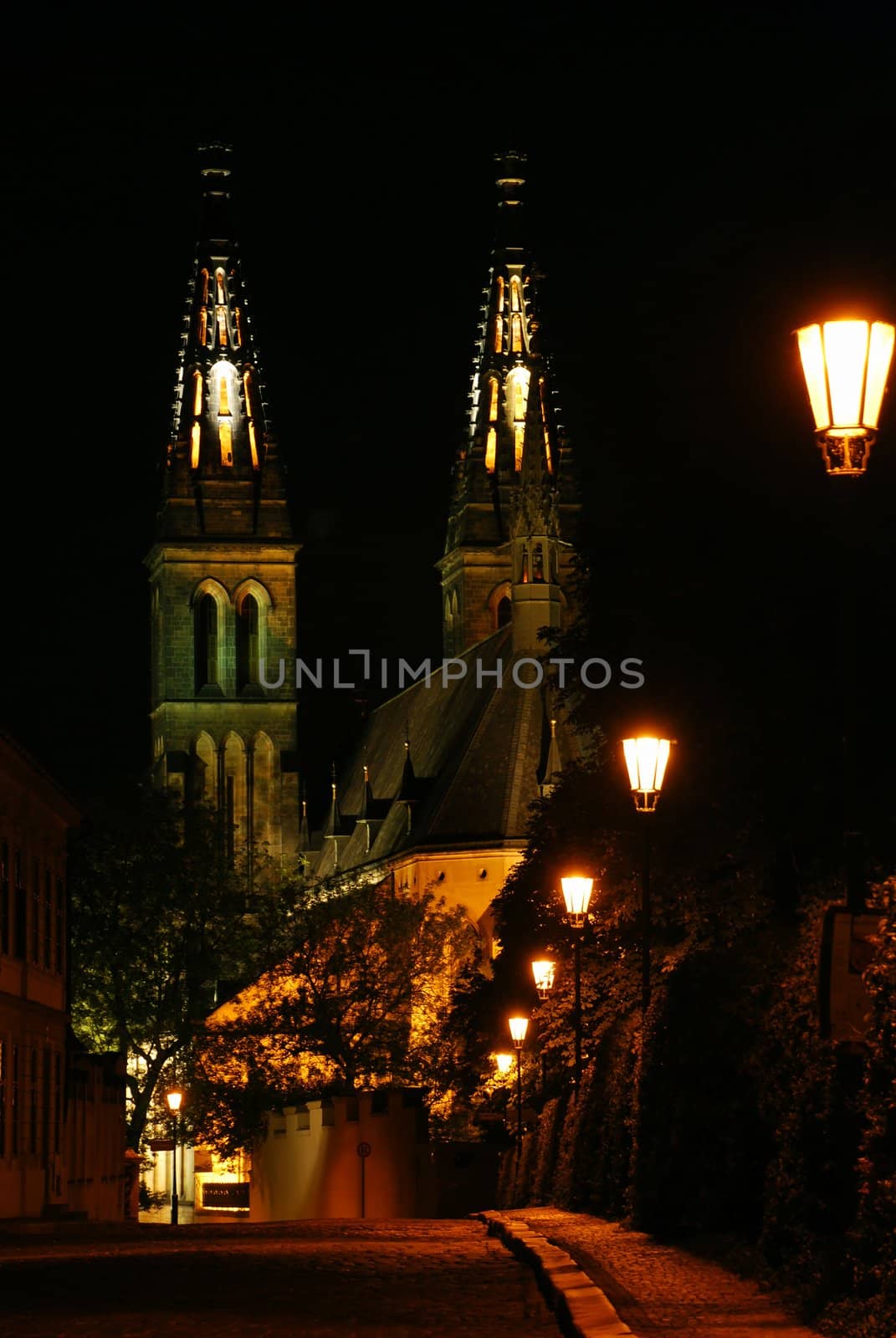 Road with lanterns and a cathedral by fyletto