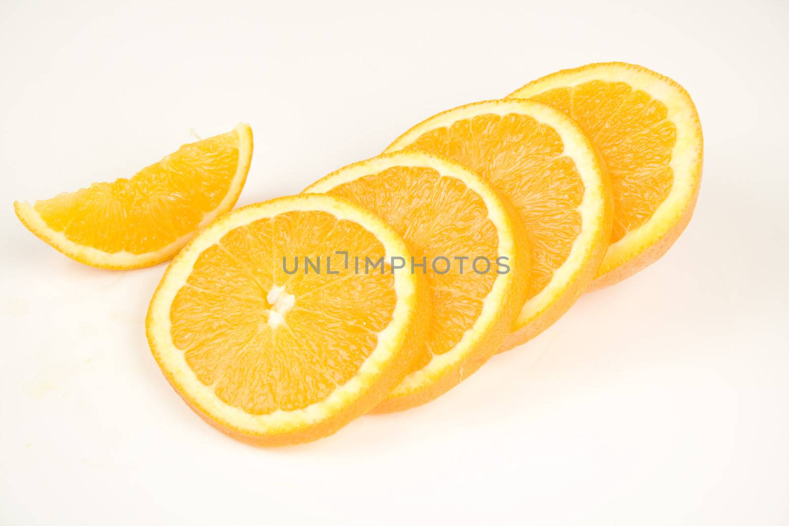 Orand slices isolated on white Background