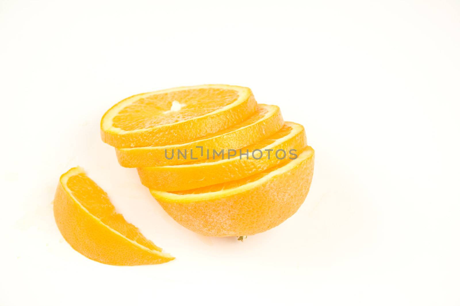 Orange and slices isolated on white background