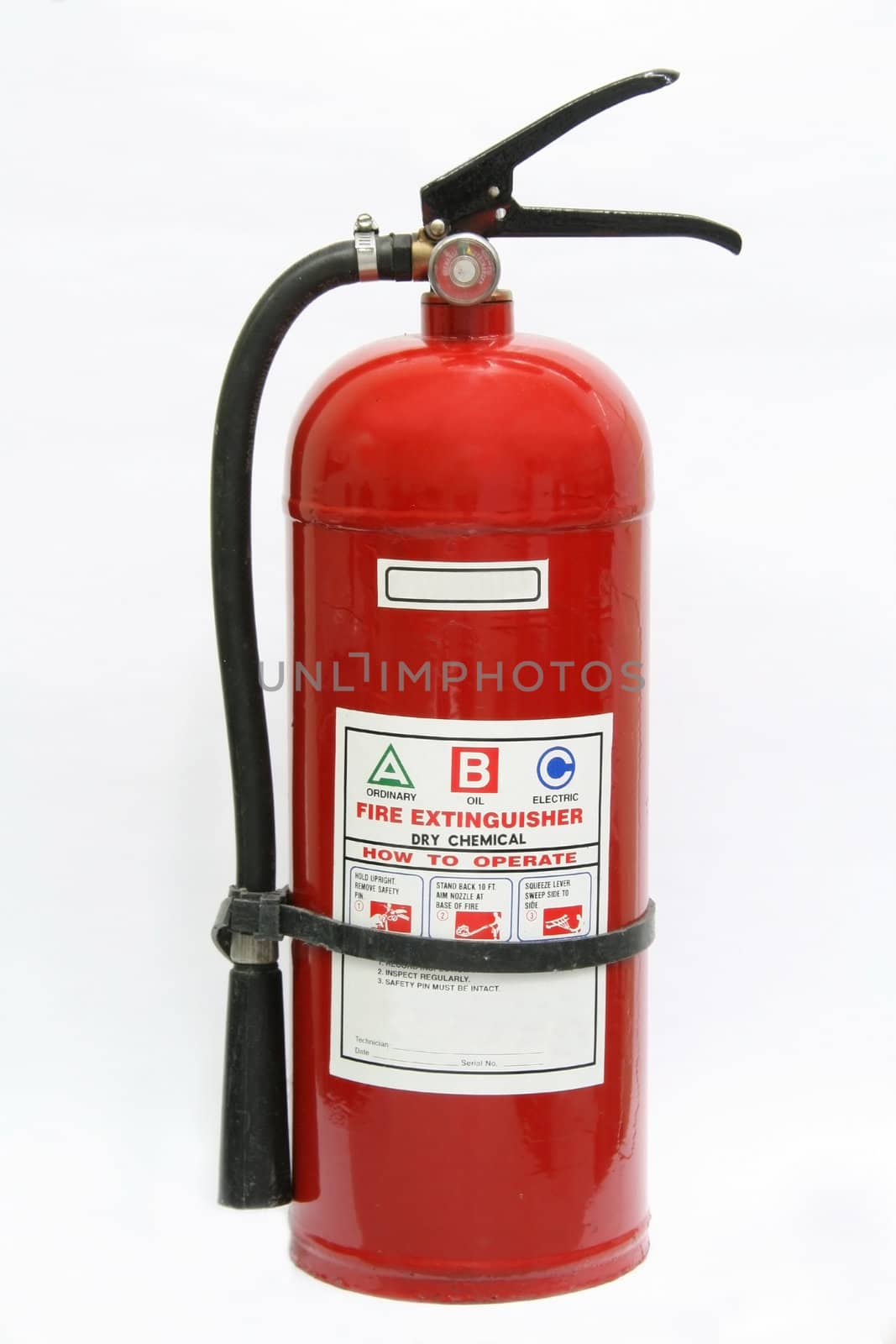dry chemical fire extinguisher isolated on white background
