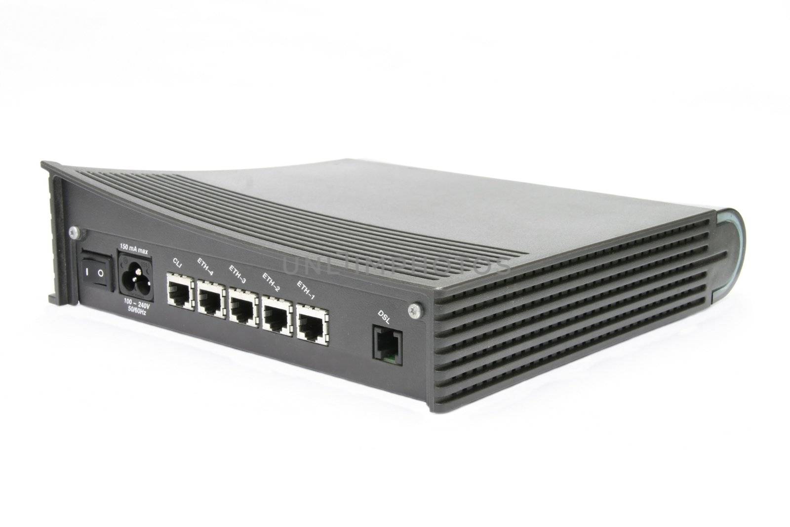 4 ports DSL modem isolated on white background
