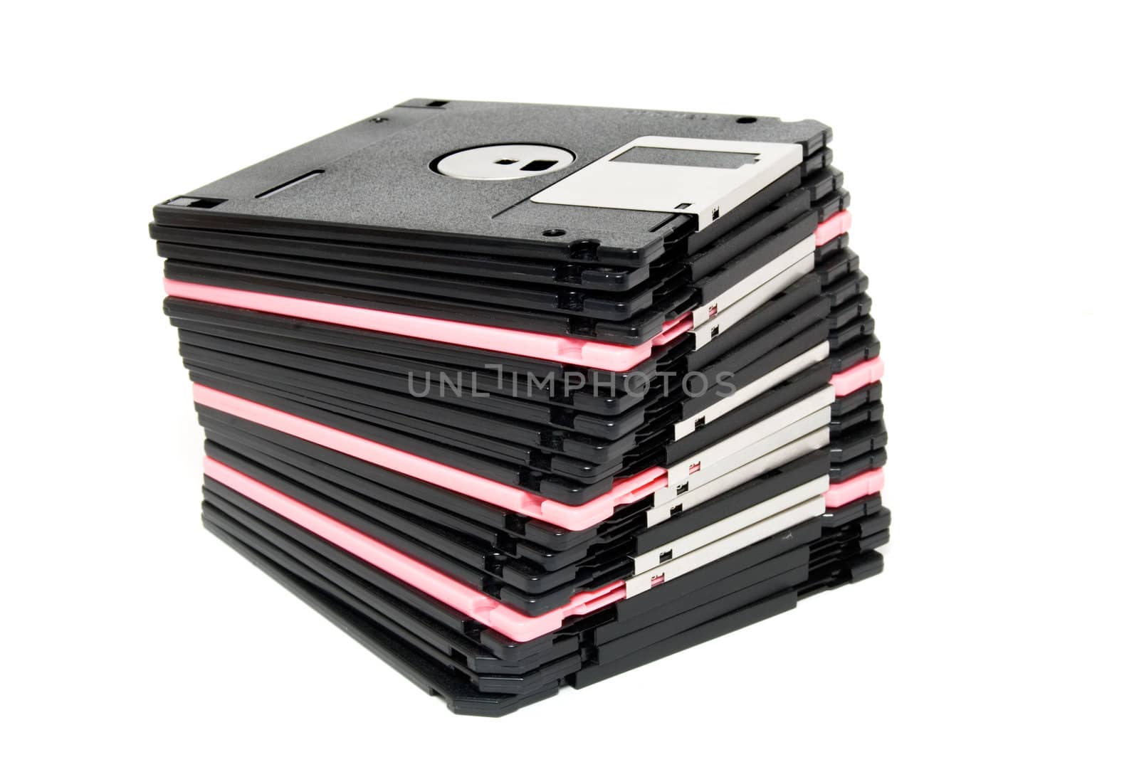 Diskettes photographed on a white background