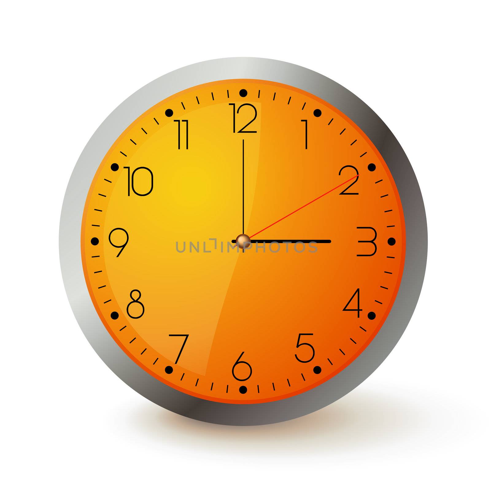 Wall clock with orange face