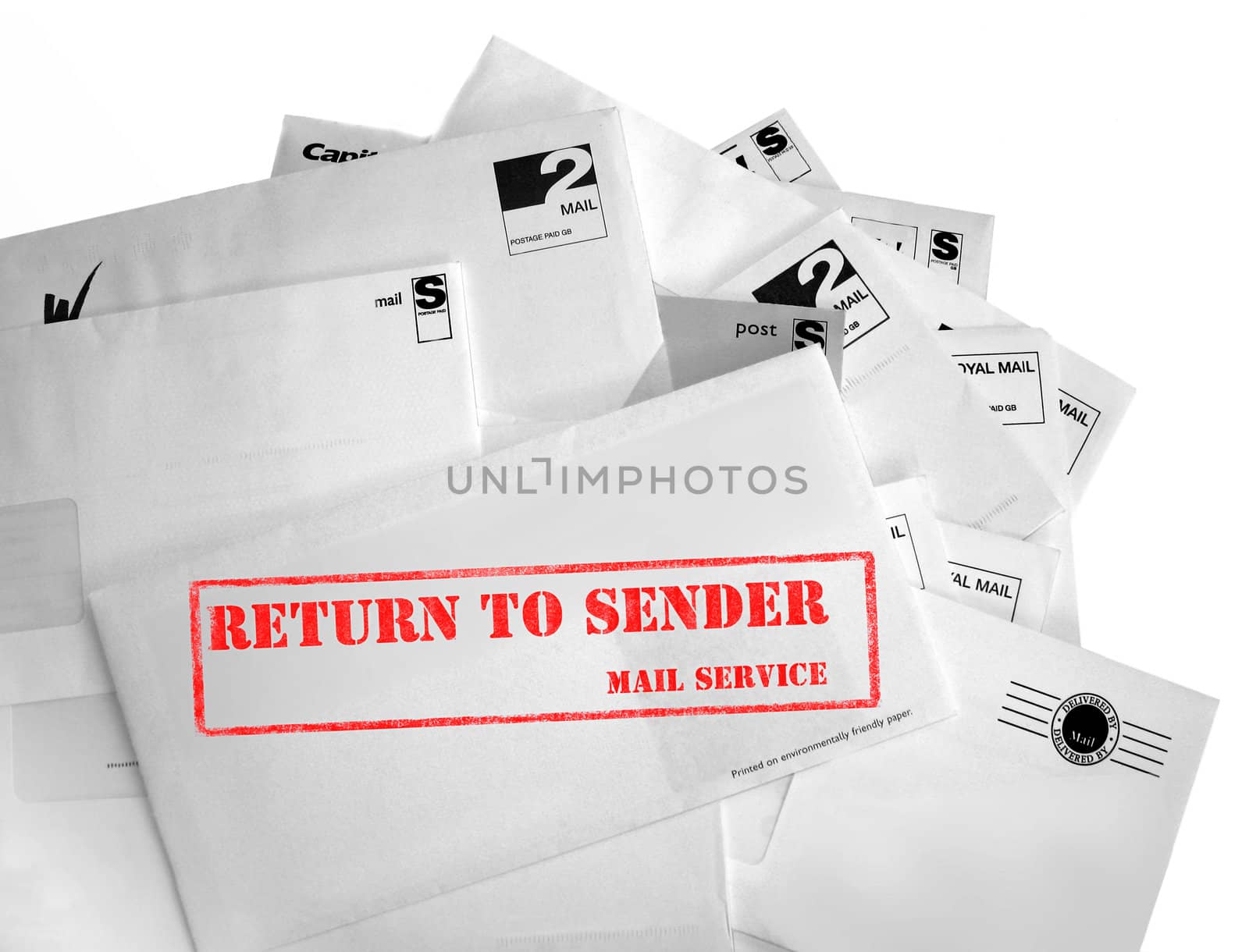 Unwanted mail, bills or junk mail. Also ideal for ecological concepts which highlight the amount of paper wasted through junk mail and advertising