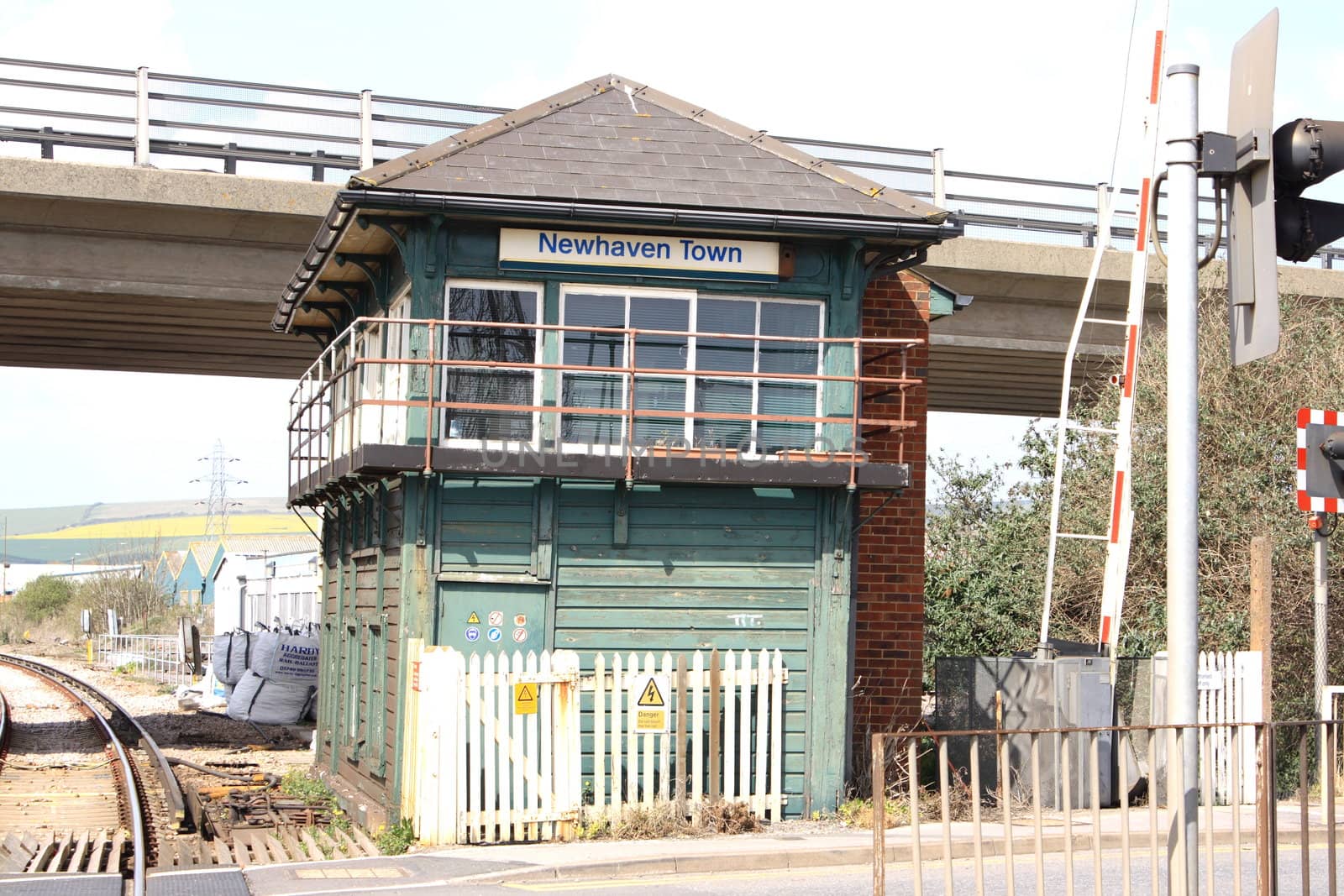 Railway signal box at Newhaven, East Sussex, uk.