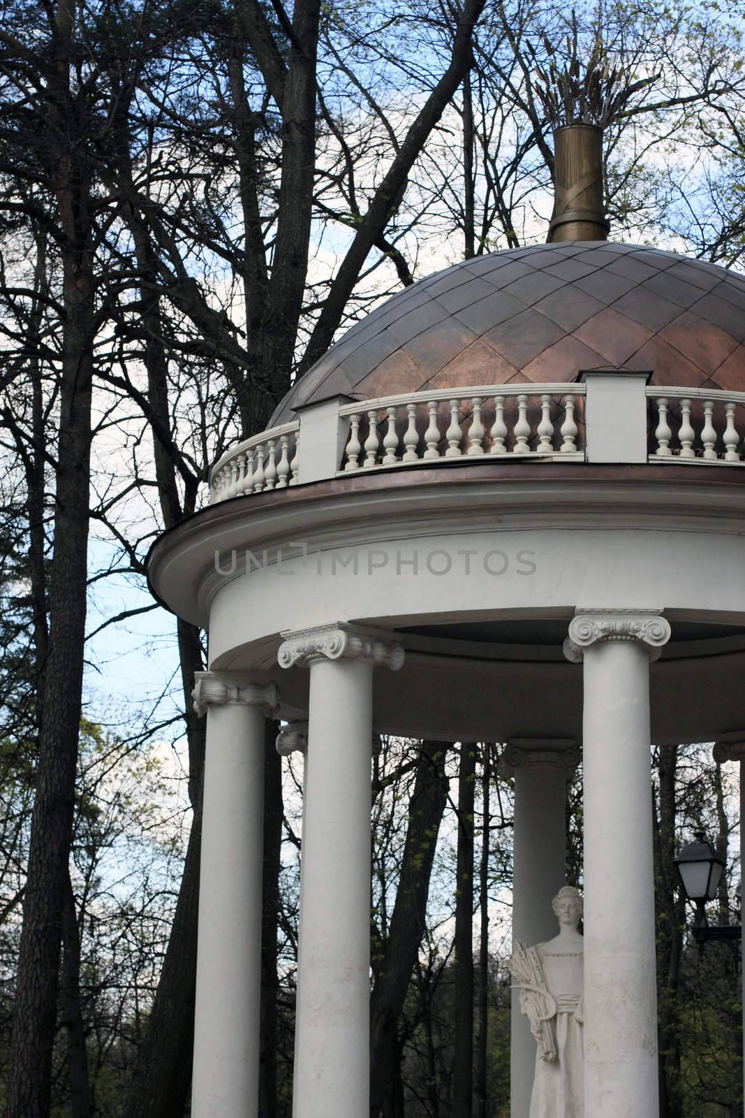 Arbour, column, dome, statue, trees, spring, day