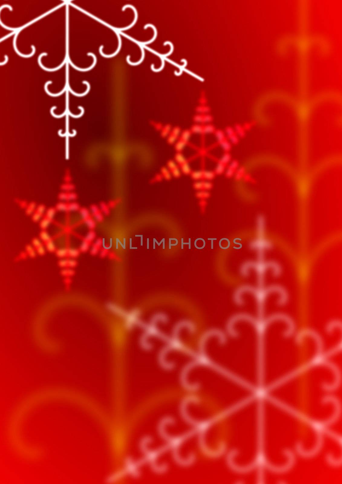 Warm soft focus Christmas snowflakes