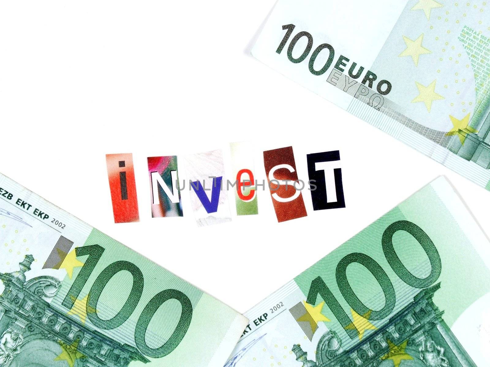 Euro banknotes and word INVEST by tupungato