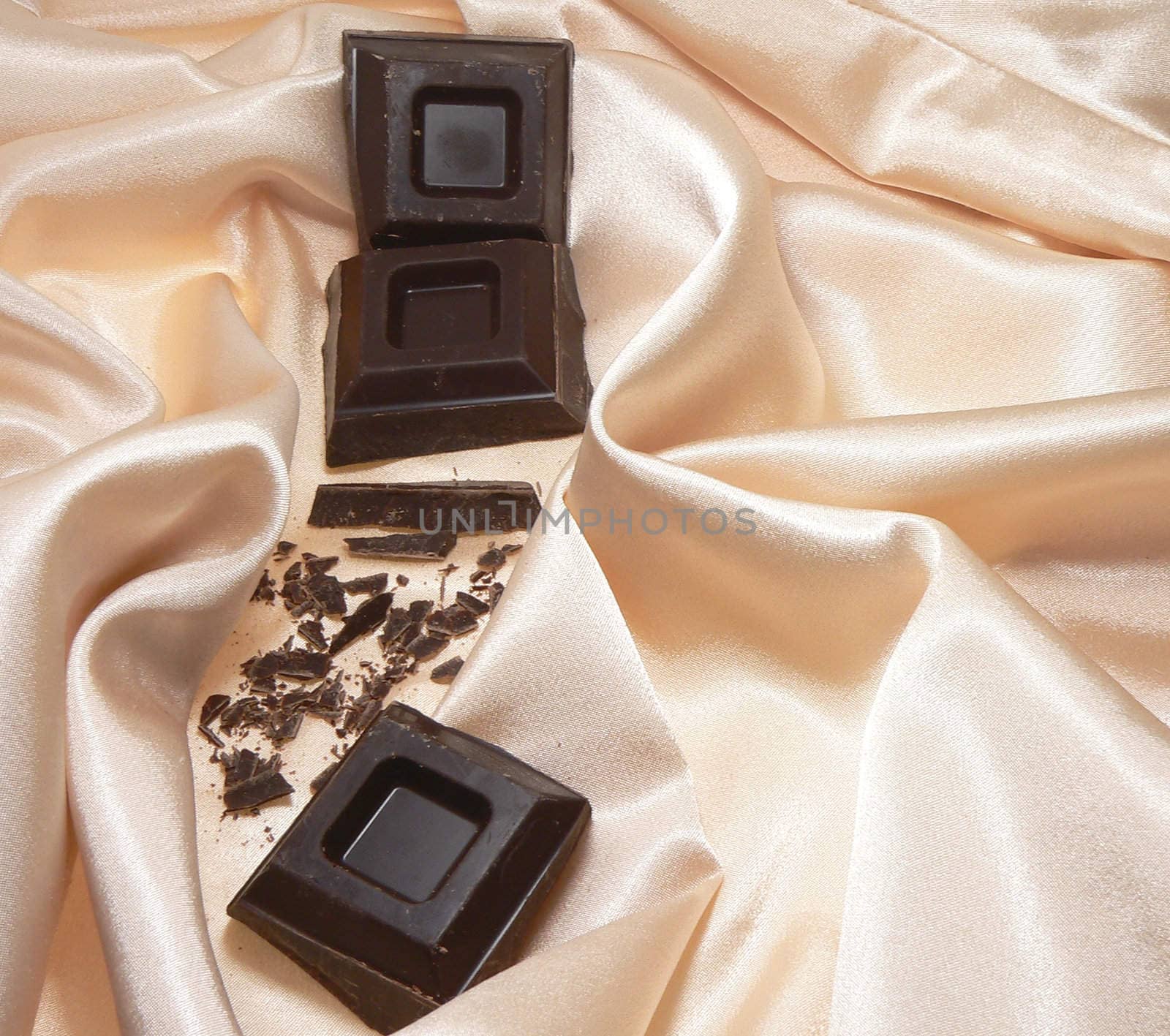 chocolate on a silk cloth