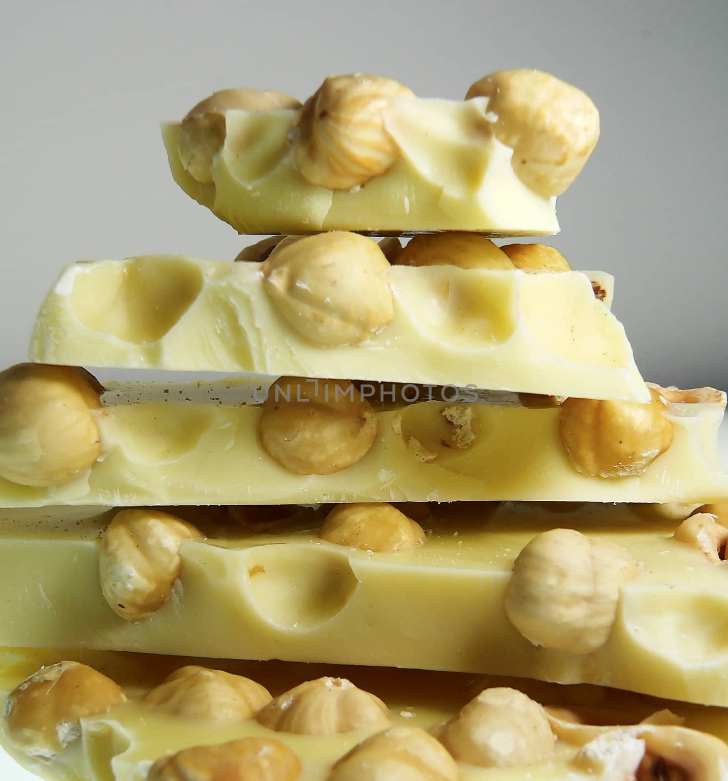 white chocolate with hazelnuts