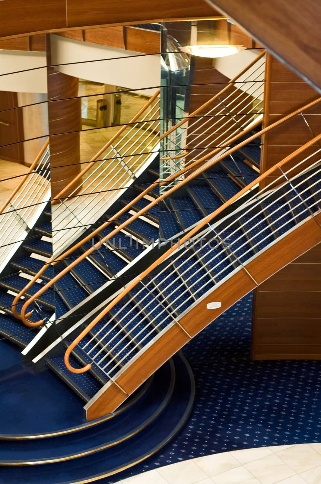 Cruise ship's interior stairs