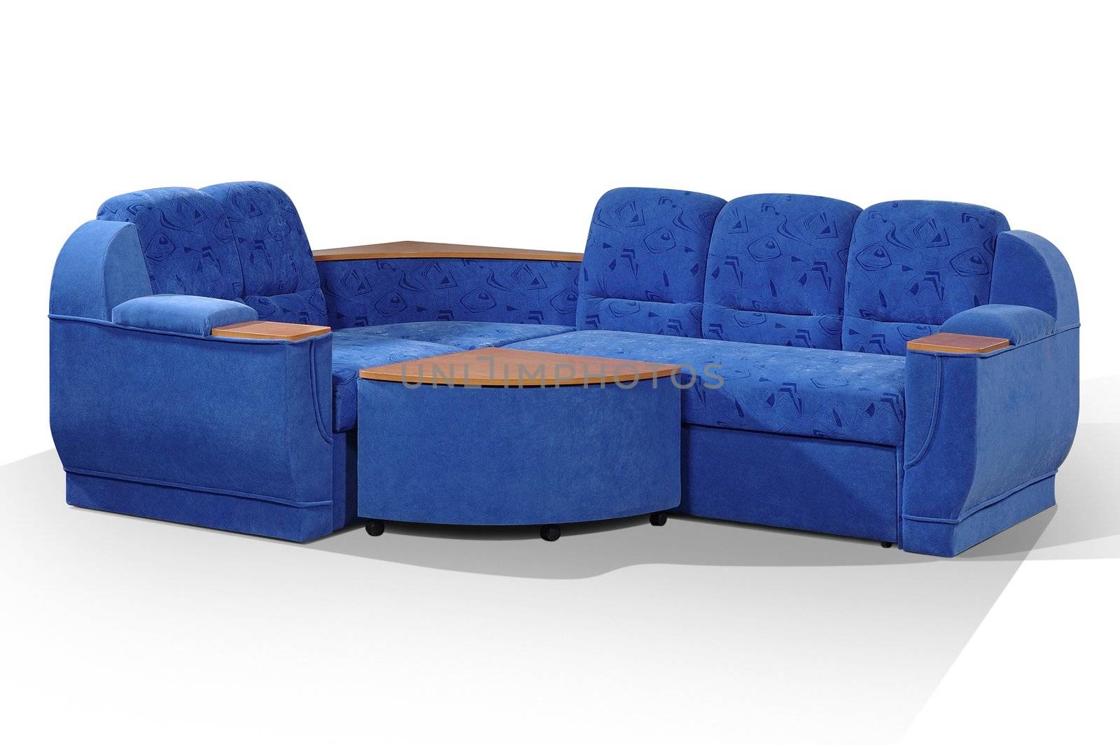 angular sofa of dark blue color by dyoma