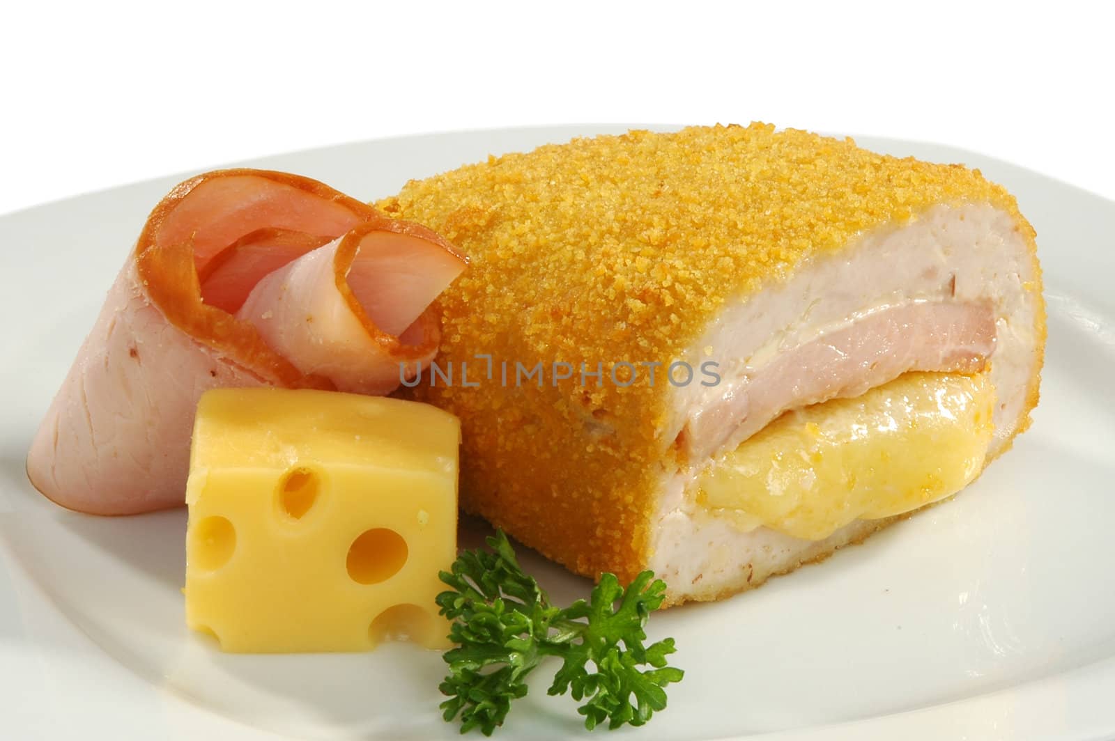 chop with cheese on white plate