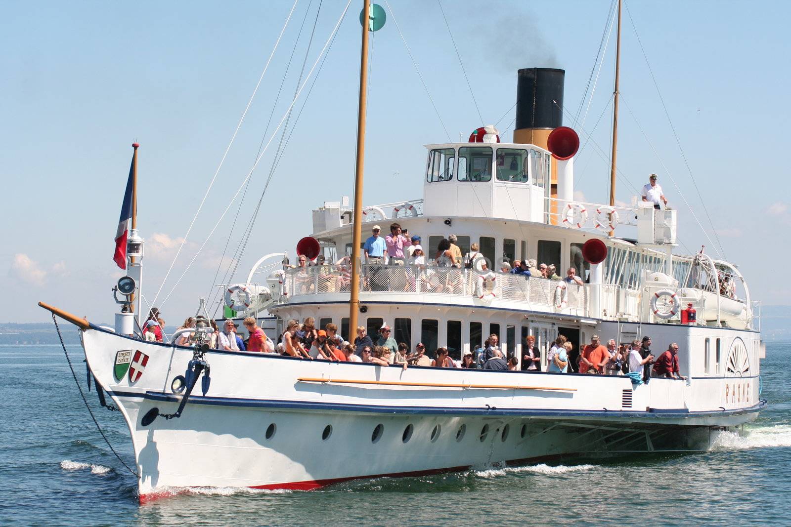 Ancient Swiss boat on the lake of Geneva