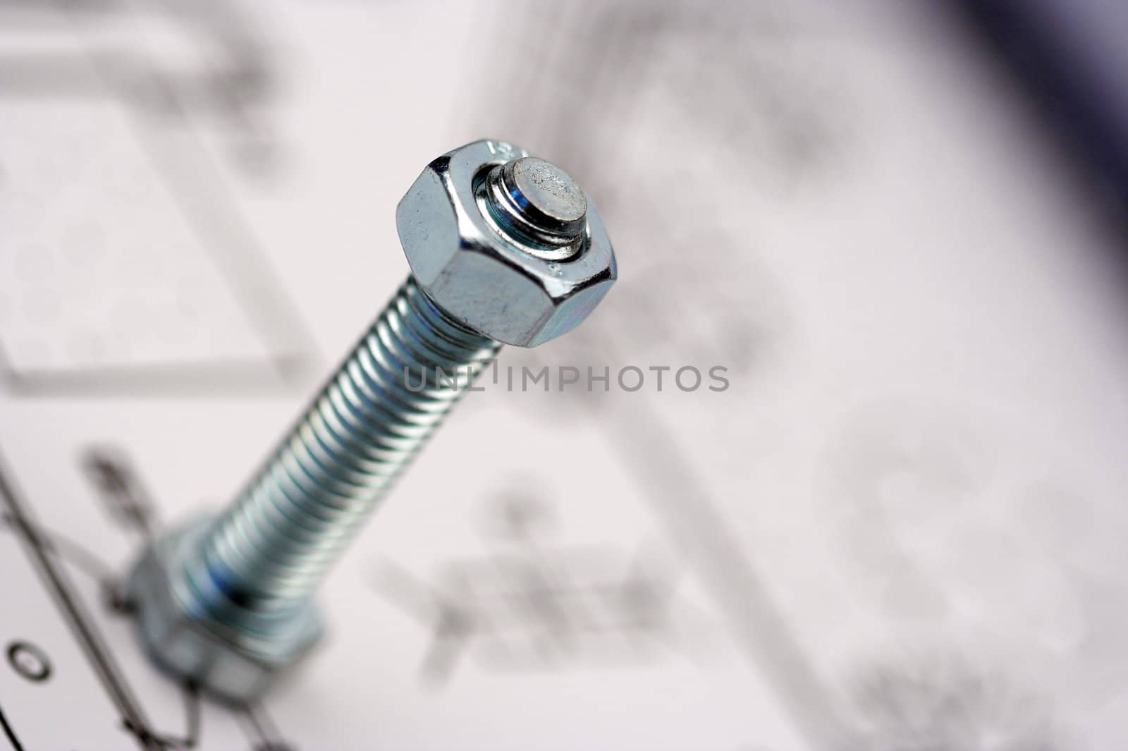 Nut and bolt close up with shallow Dof