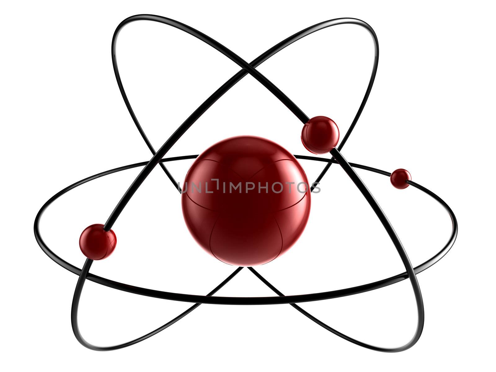 A nucleus with 3 orbital rings and electrons around the core