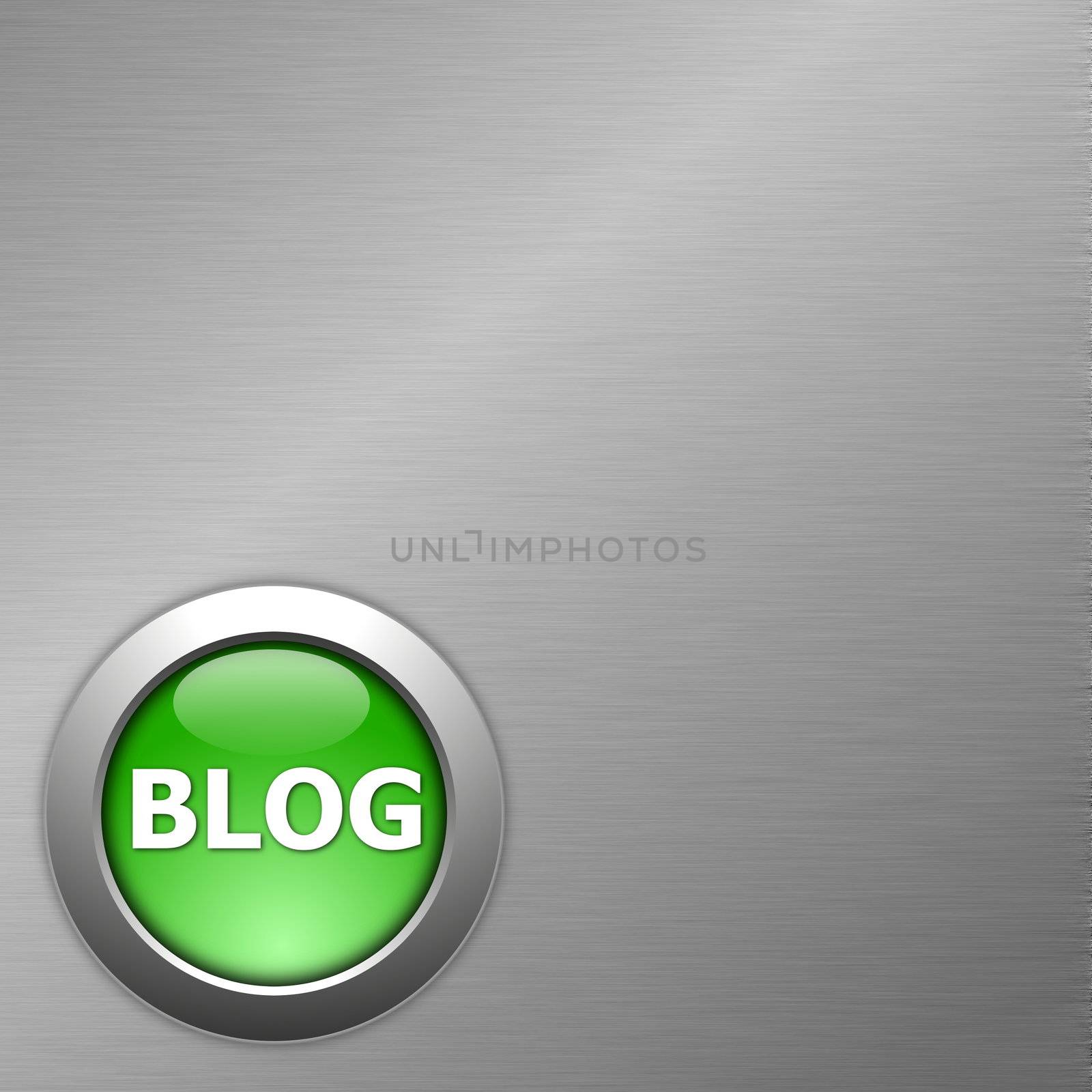 green blog internet computre button on metal