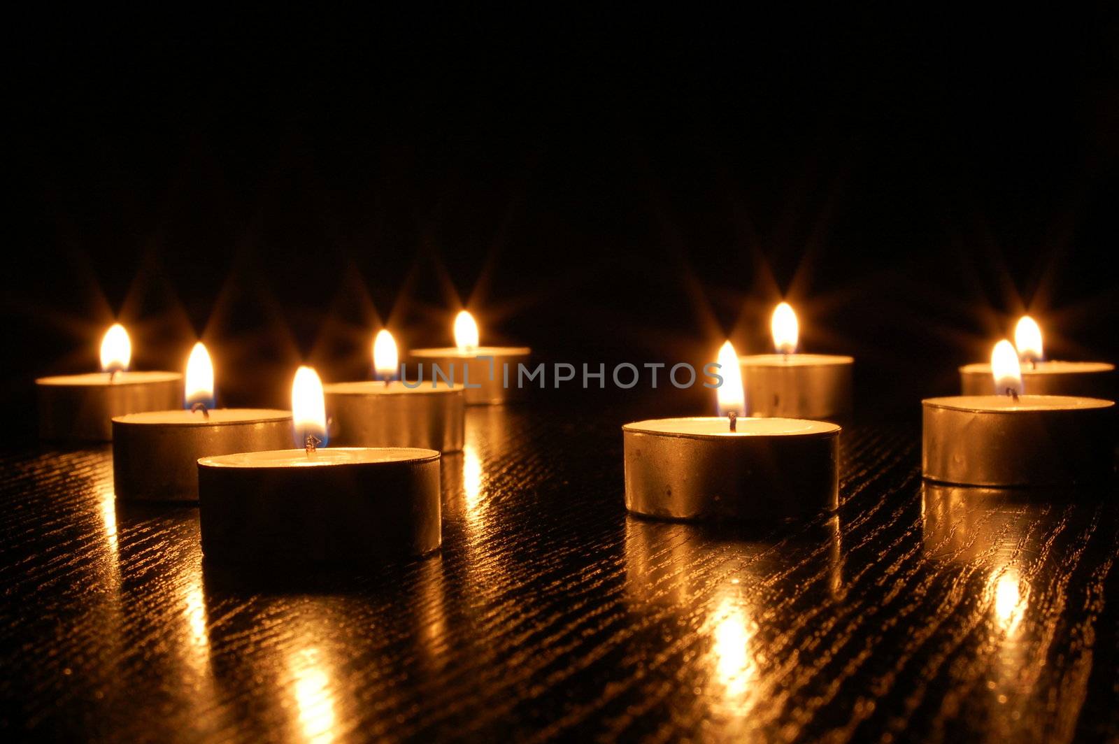 romantic candle light on a black background