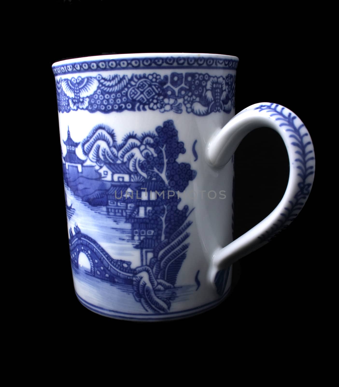 A Chinese Style Cup on black background.