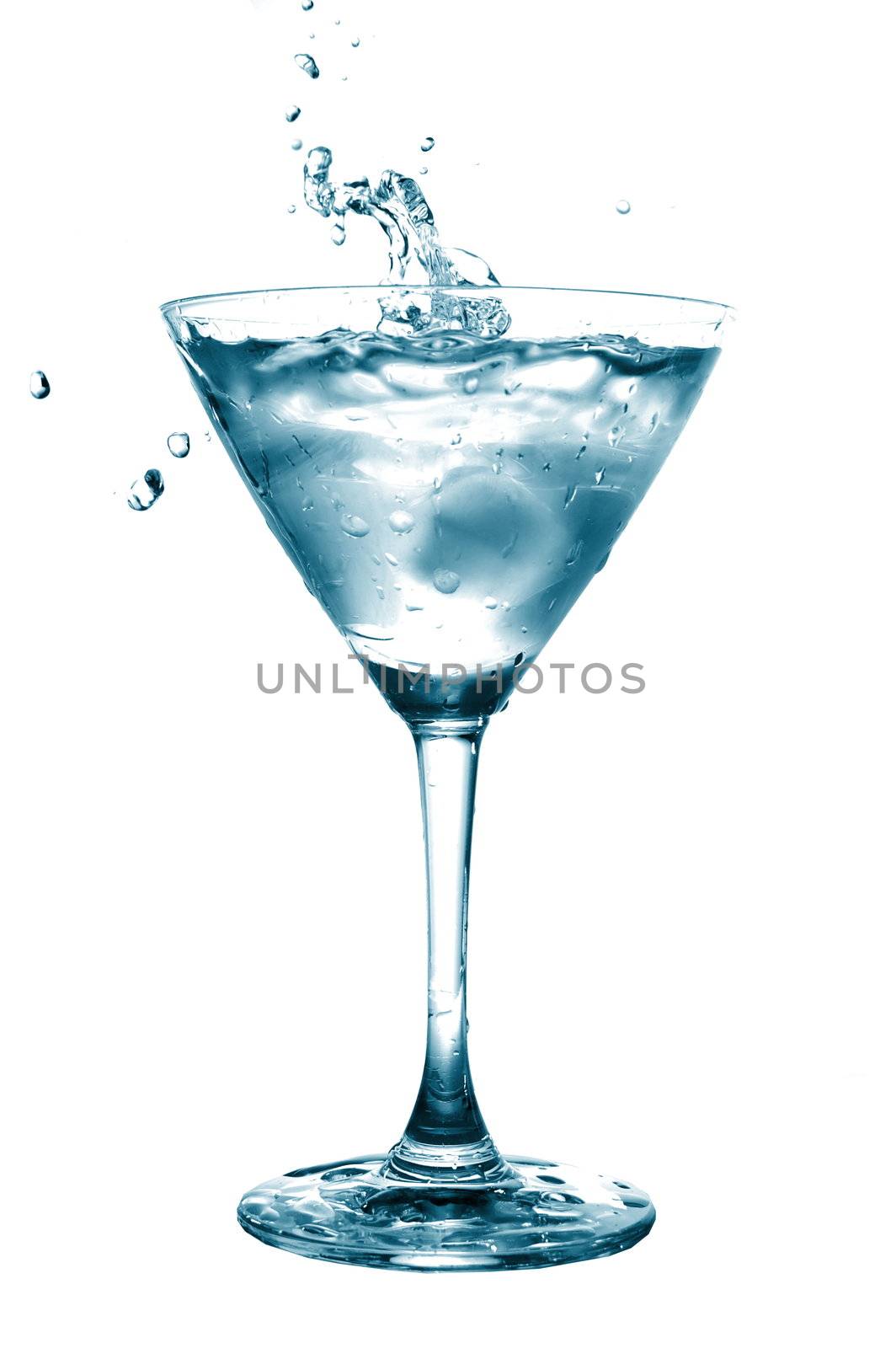 glass of water with splash isolated on white background