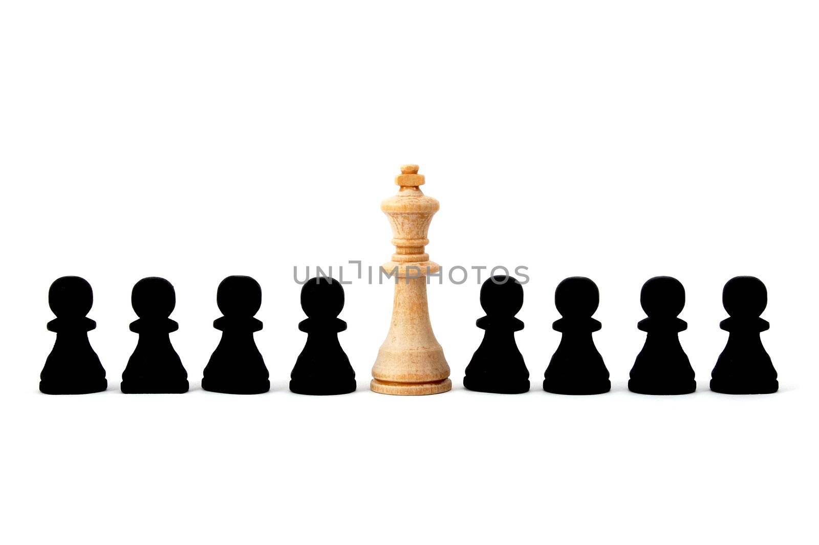 chess man showing individuality isolated on white background