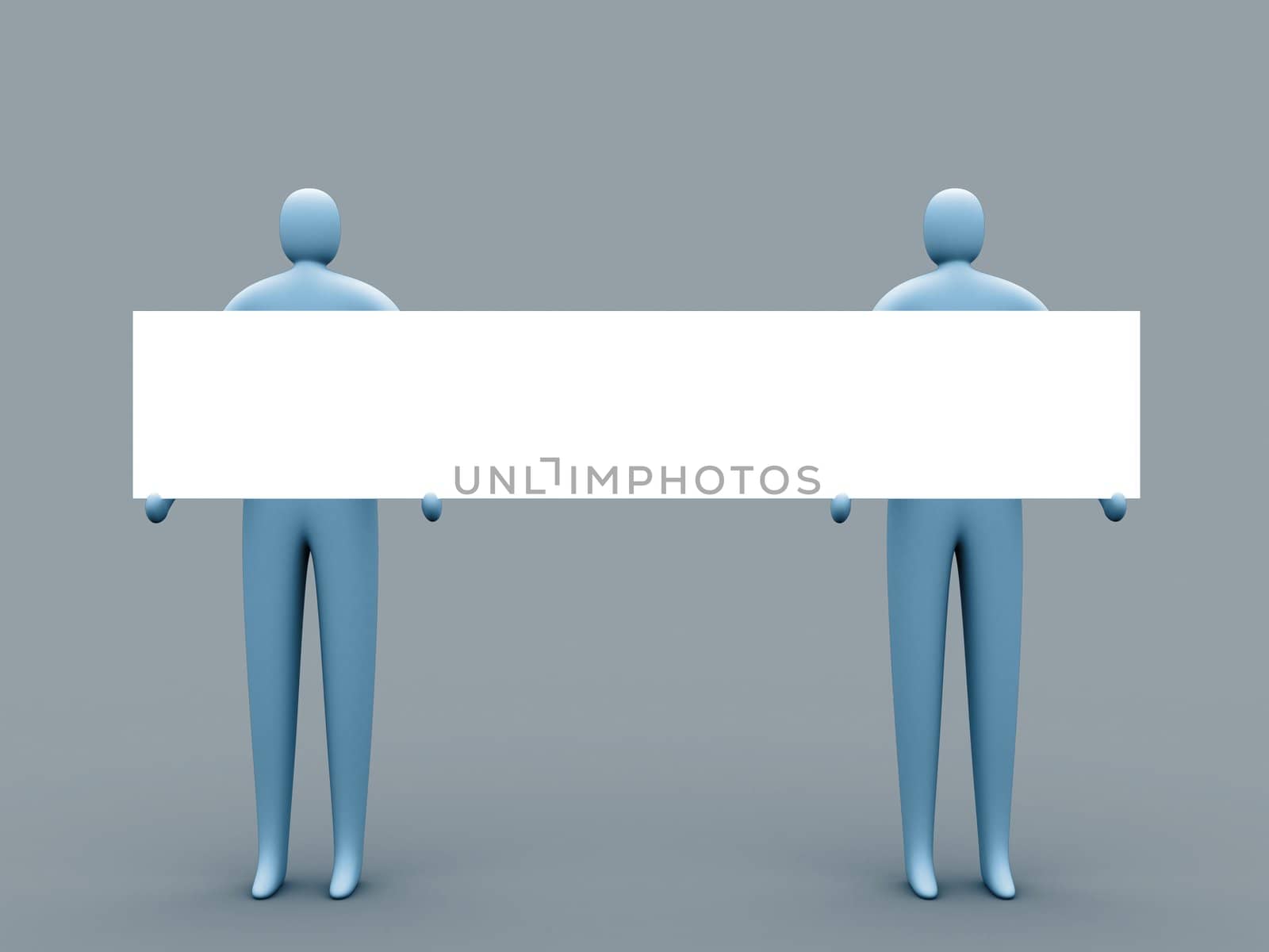 3d people holding an empty sign.