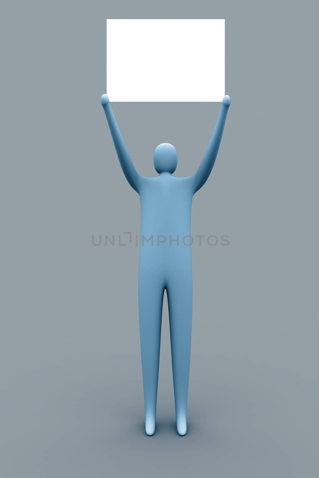3d person holding an empty sign.