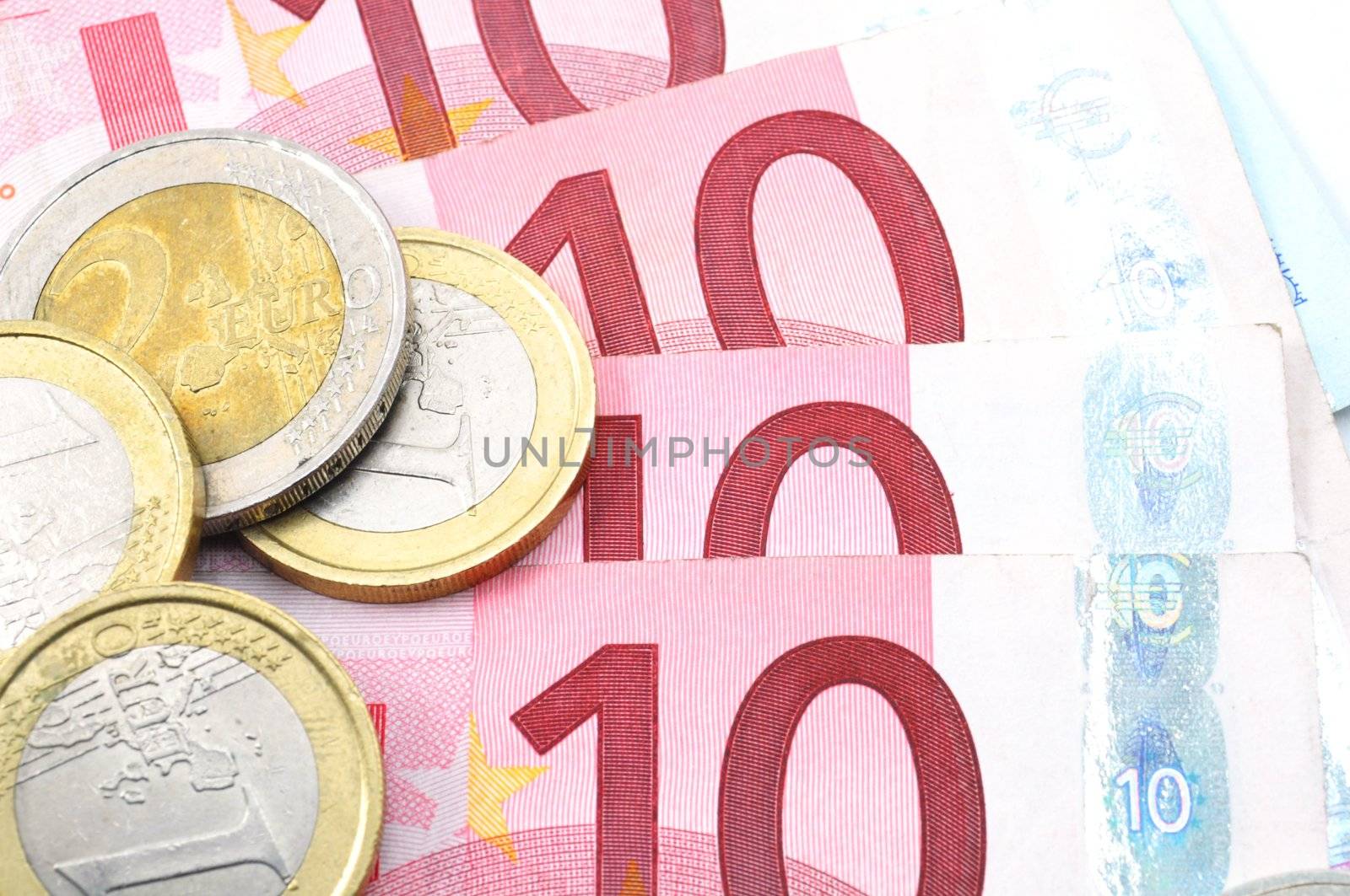 euro money background with coins and bills