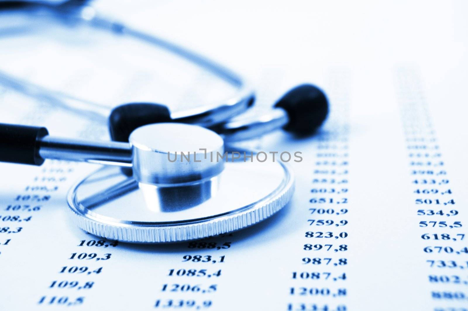 stethoscope and scientific medical data showing research concept