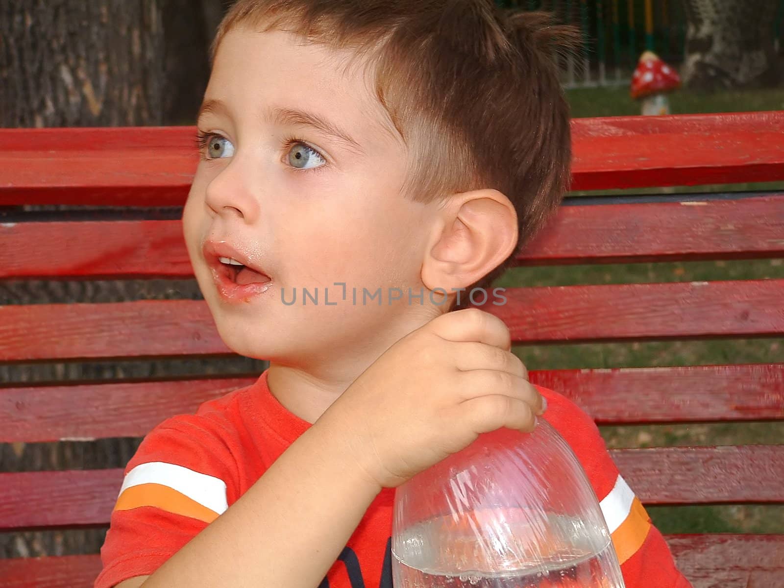  The boy with a bottle of soda water by myyayko