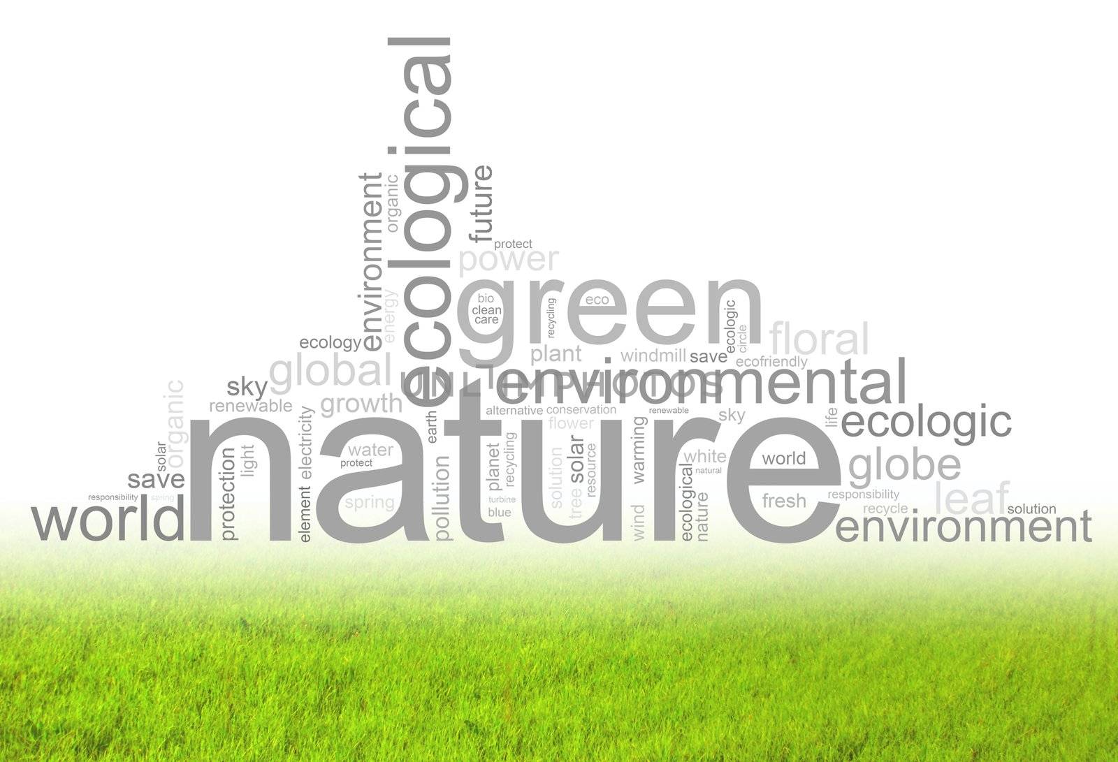 Illustration with many different terms like natur, environment or future