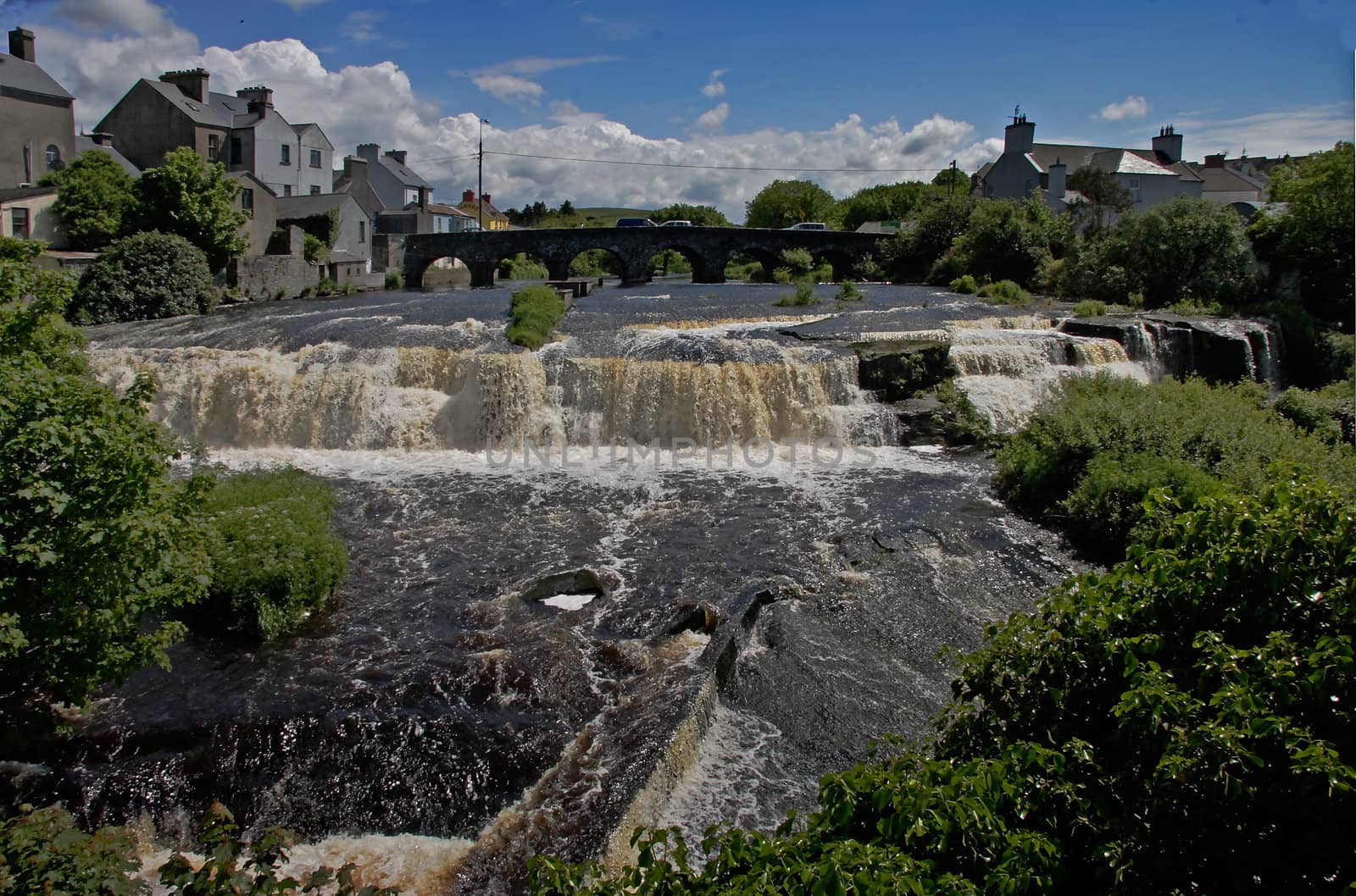 A waterfall in the village of Ennistimon county Clare Ireland.