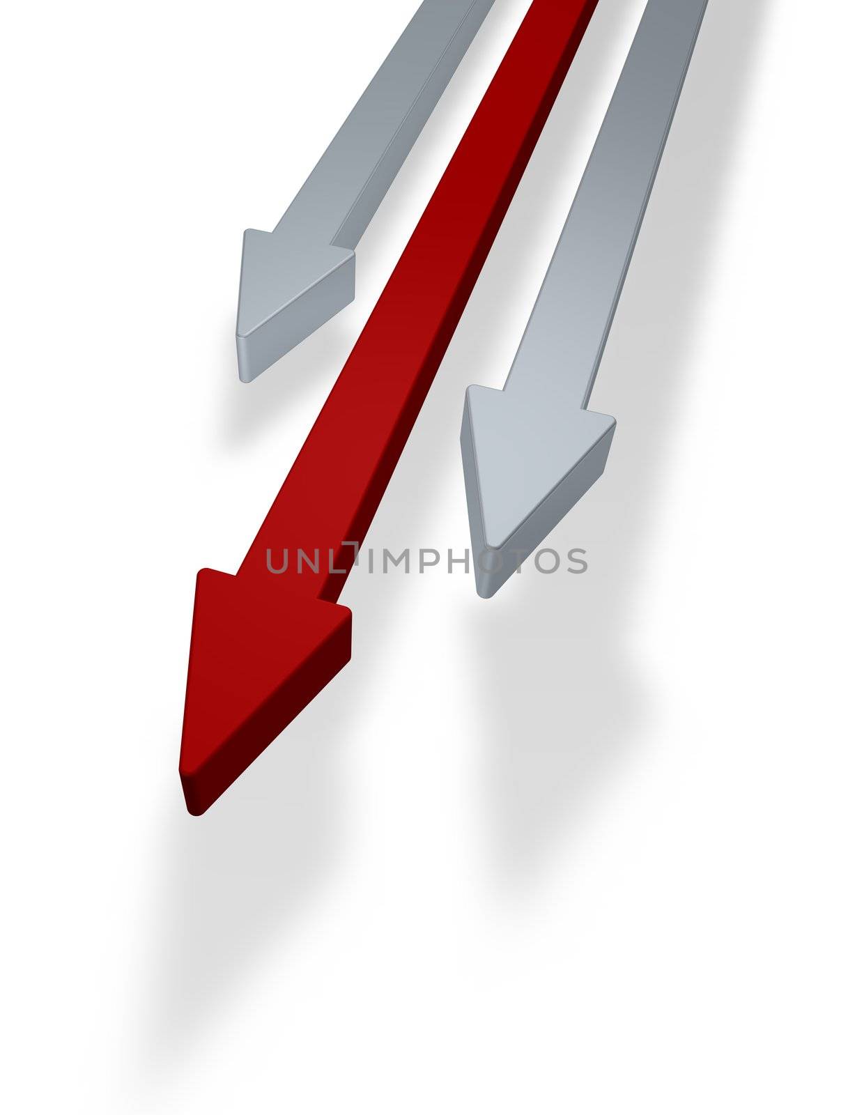 three arrows on white background - 3d illustration