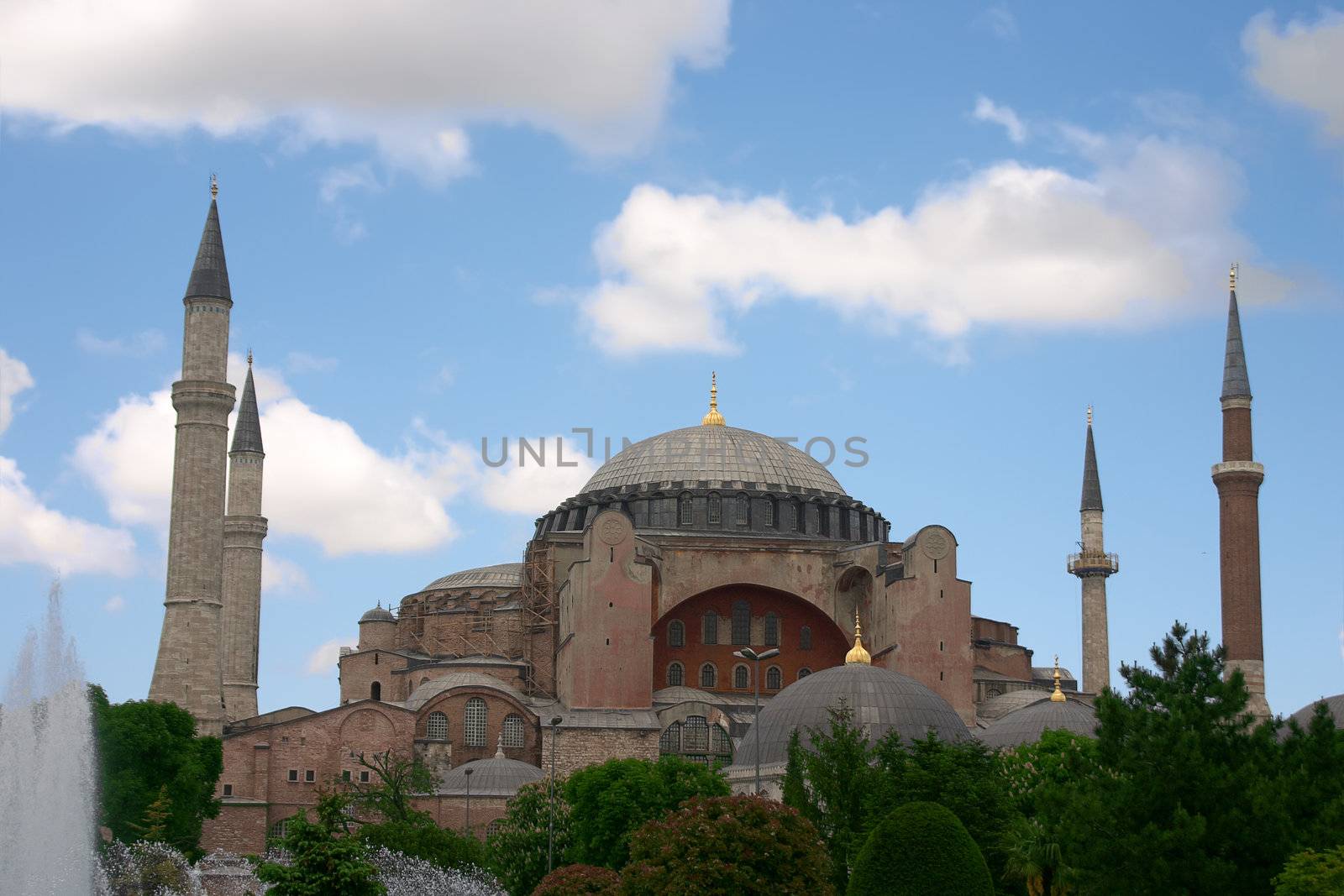 Muslim mosque in Istanbul with four minarets