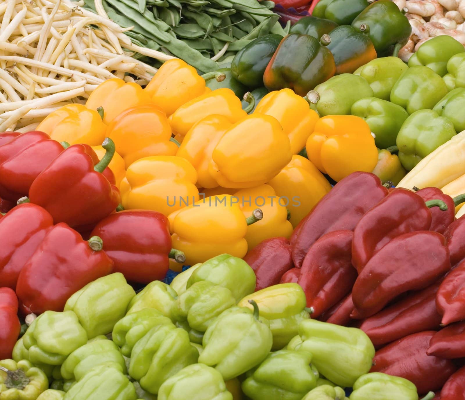 Fresh organic pepper for sale at a market for farm products
