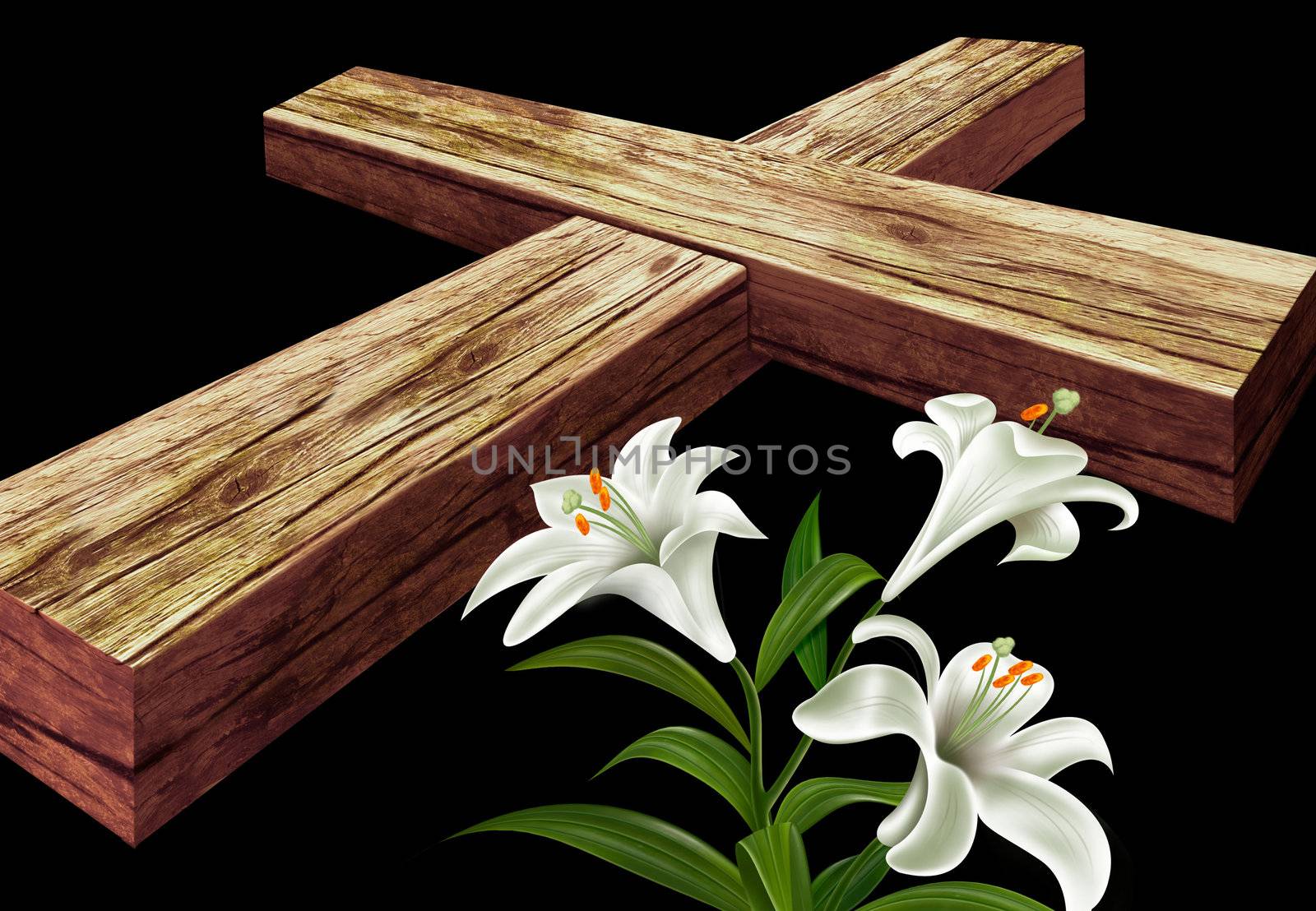 White three flowers with a brown cross