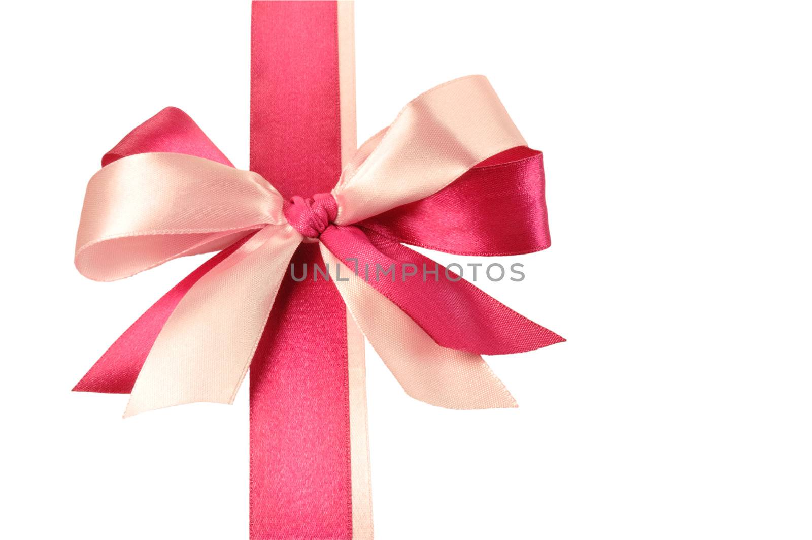 Bow made of Pink Ribbons isolated on white