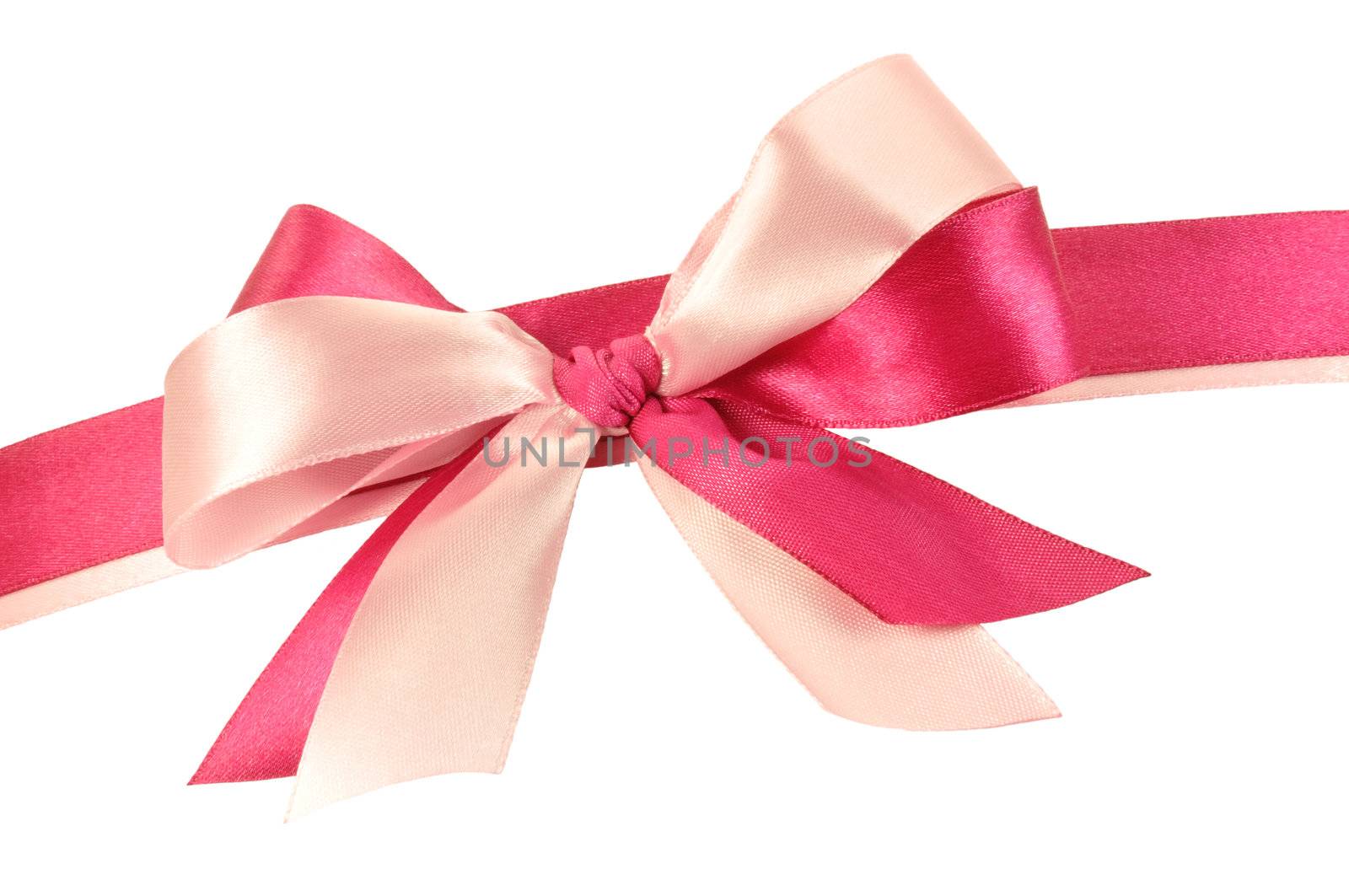 Bow made of Pink Ribbons isolated on white