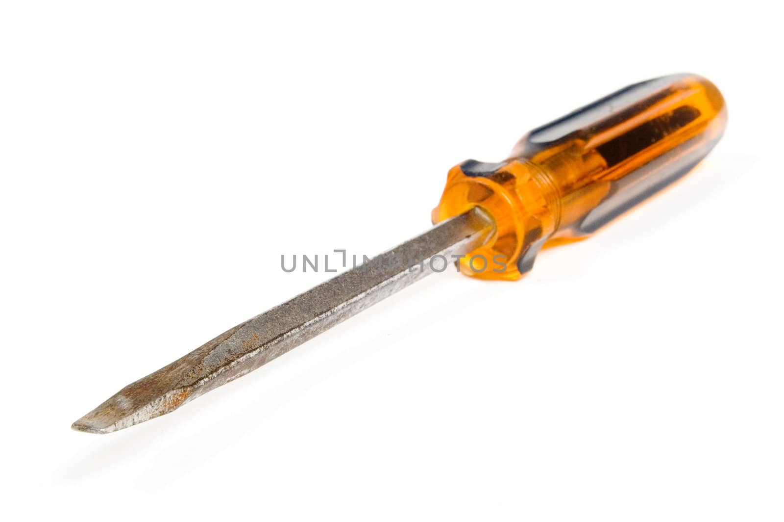 Photo of single screwdriver against the white background