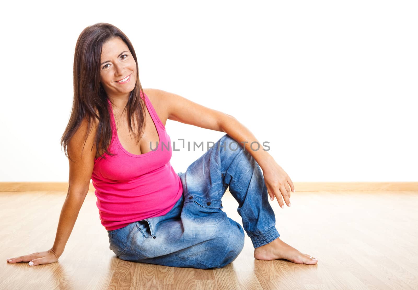 Beautiful and happy pregnant woman isolated oin white
