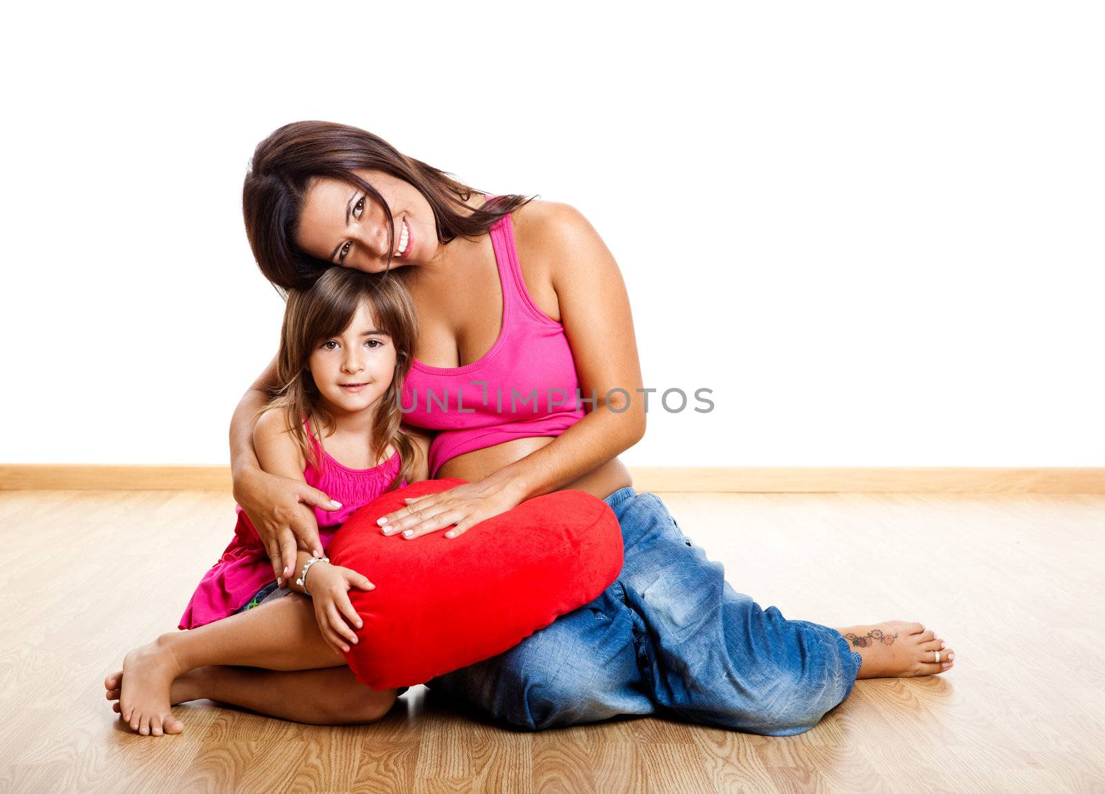 Pregnant woman with her daughter by Iko
