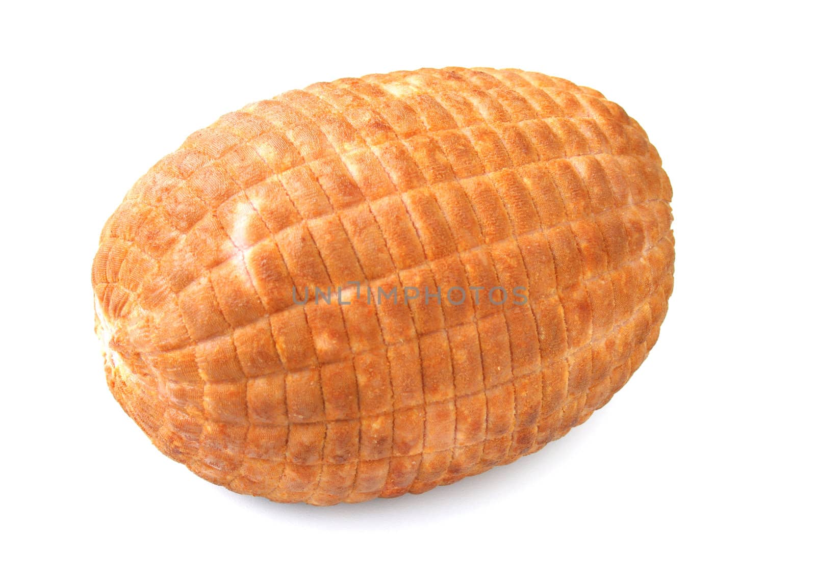 A whole ham isolated on white.