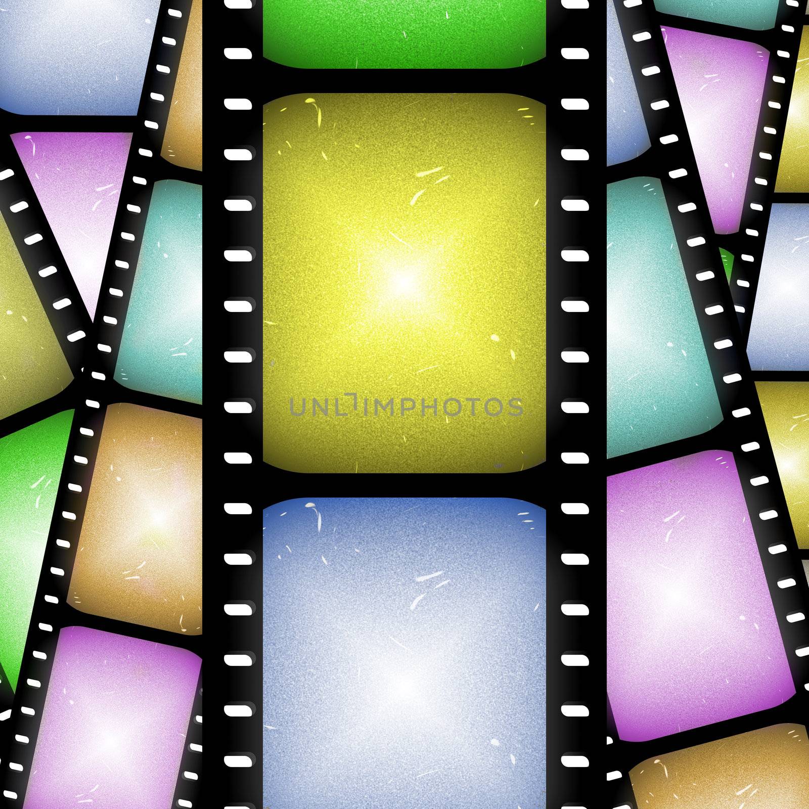 abstract composition of movie frames or film strip
