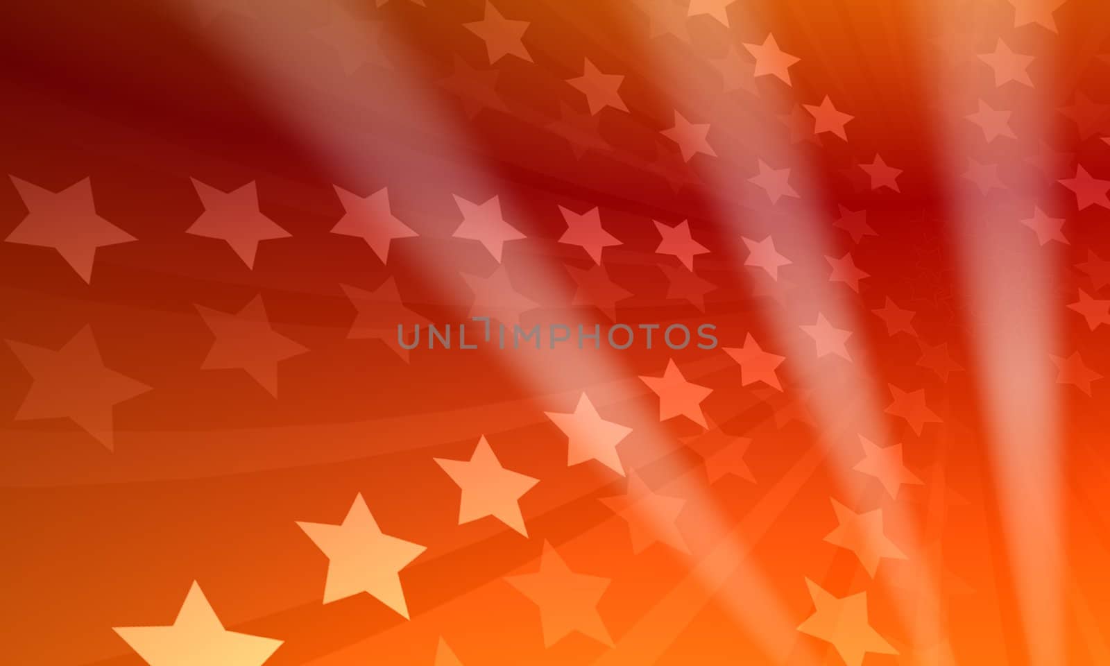 Rendered red-stars background with three light rays