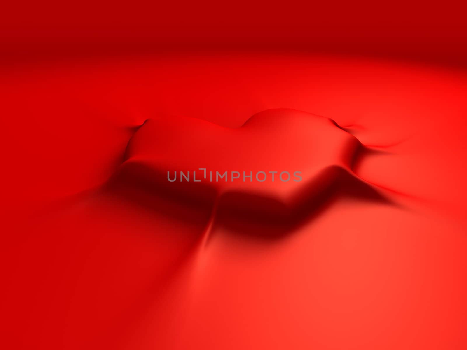 Rendered sticky red heart on red background