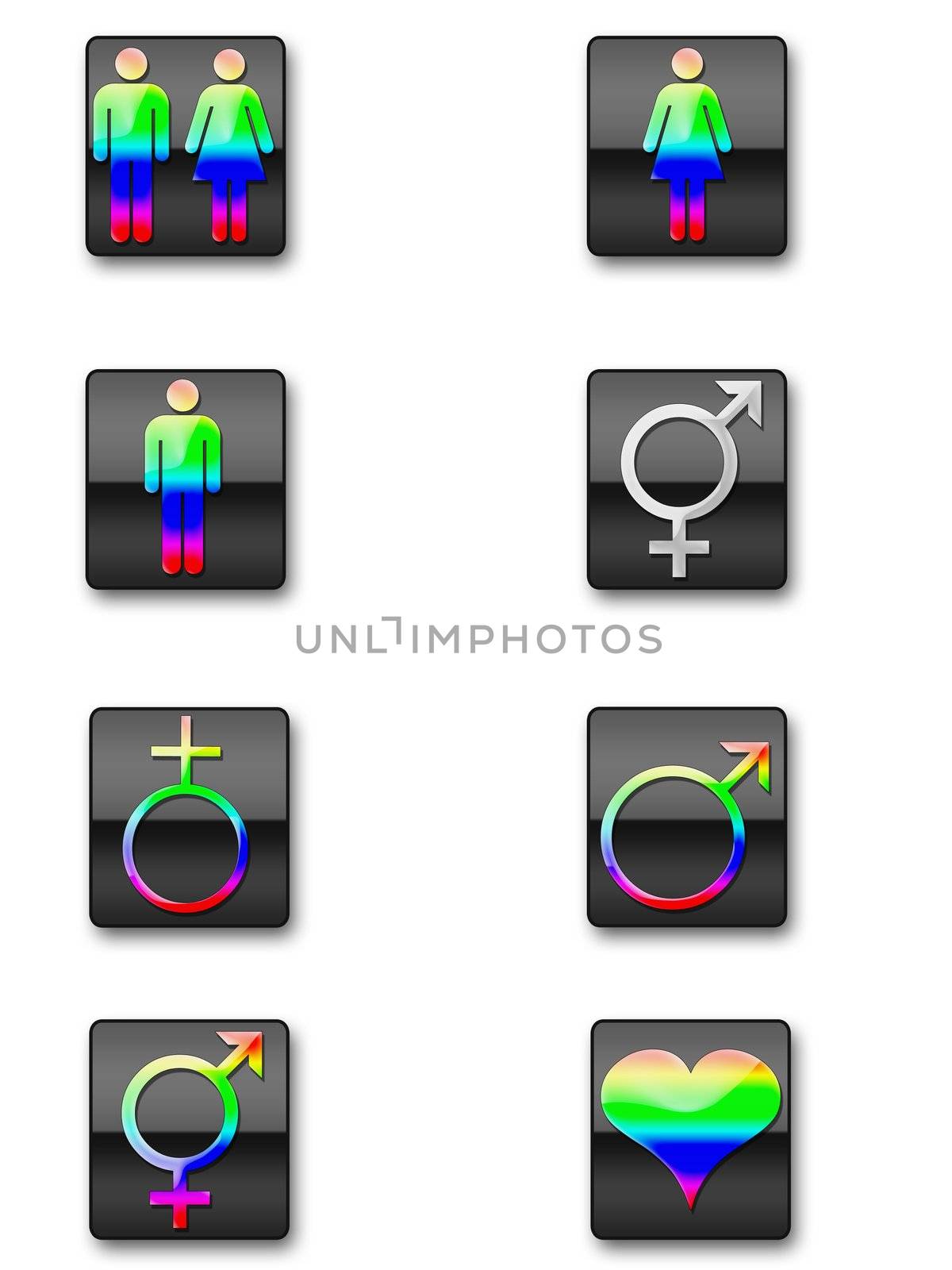 Various Gender symbols in rainbow colours by megnomad