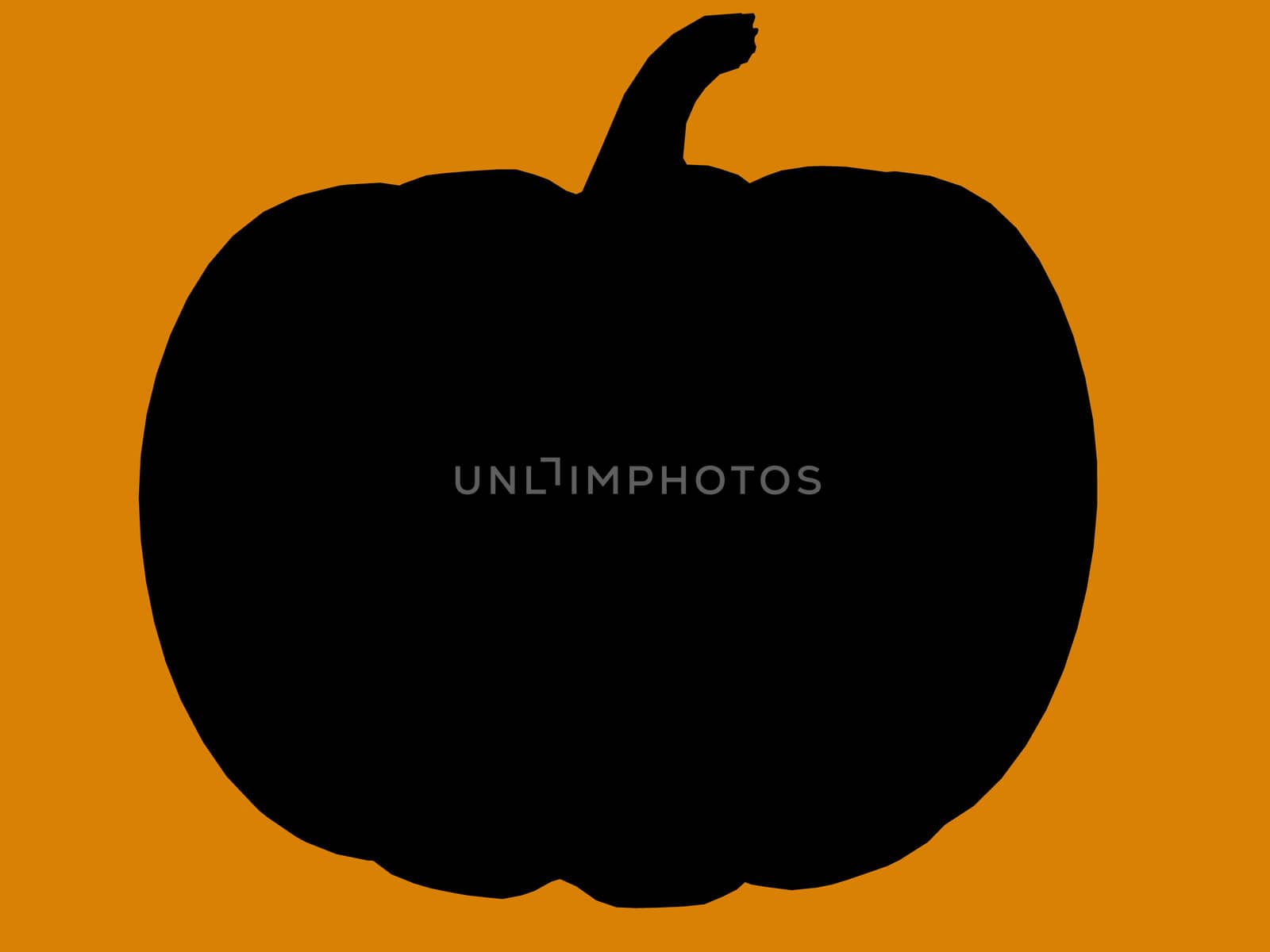 A  black halloween illustration silhouette on an orange background