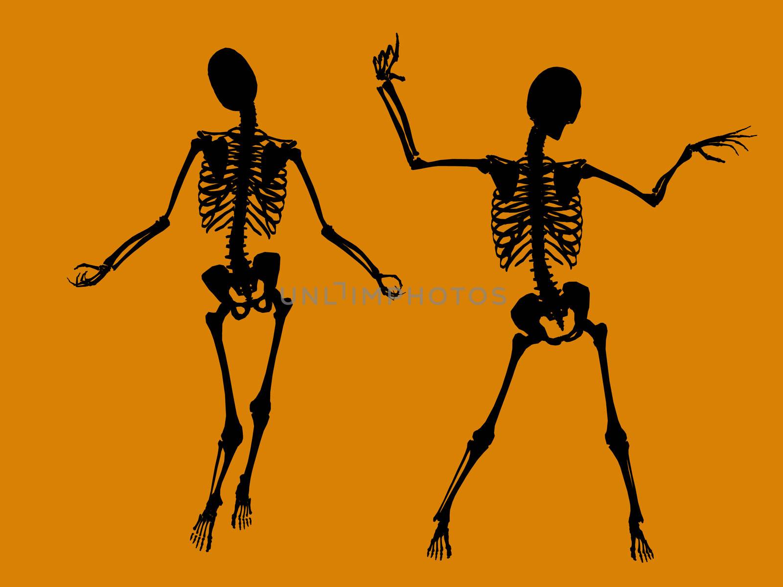 A  black halloween illustration silhouette on an orange background